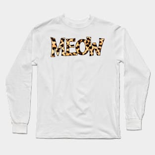 MEOW Leopard Print Long Sleeve T-Shirt